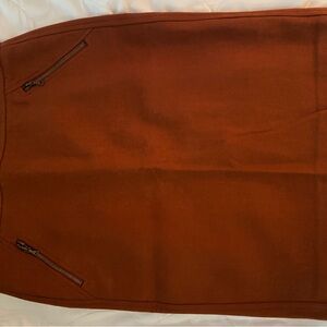 Brown Zippered Pencil Skirt